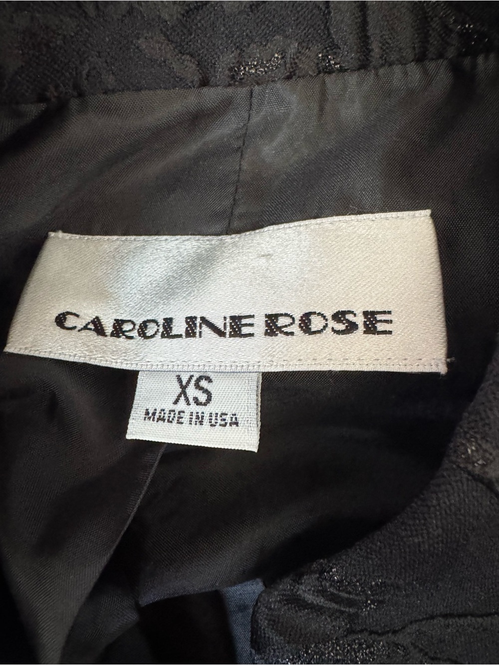 Caroline Rose Black Textured Floral Jacquard Jacket Blazer XS Evening Cocktail - Picture 7 of 9